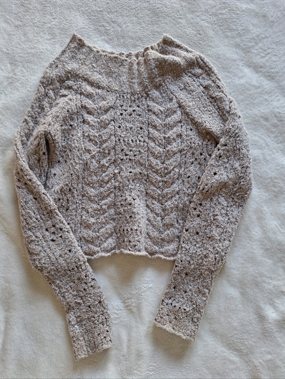 Free People Avalon Boucle Knit Mock Neck Cropped Sweater M